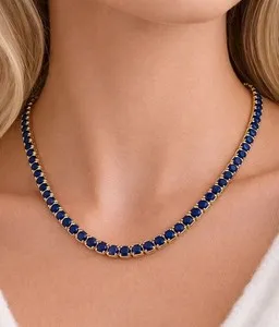 Authentic Celestial Azure: The Sapphire Radiance Tennis Necklace