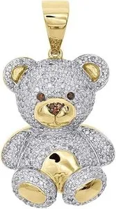 Authentic Celestial Guardian Teddy Bear - 2Ct Lab Created Diamond Sacred Totem Gold Plated Amulet