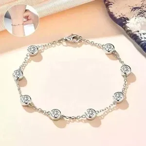 Authentic Round Lab Created Diamond Set Elegant Wedding Bracelet In 14K White Gold Plated