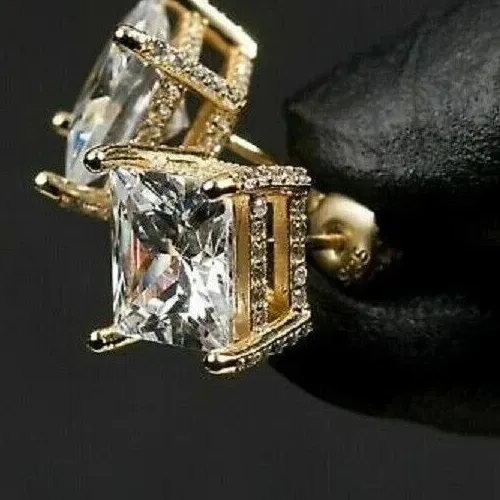 Authentic Radiant Prism Solstices: The Square Diamond Solar Studs in 14K Gold Plate