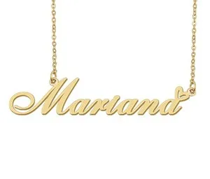Authentic Mariana Name Necklace Heart Charm Pendant 18k Gold Plated Stainless Steel Jewelr