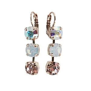 Authentic Mariana Rose Gold Plated Snowflake PINK AB WHITE Triple Dangle Crystal Earrings