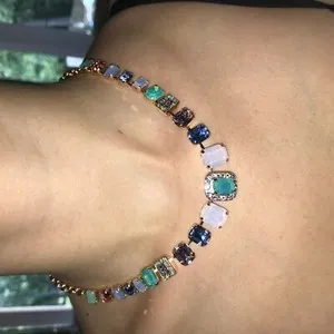 Authentic MARIANA NECKLACE SWAROVSKI CRYSTALS ROSE GOLD PLATED PINK GREEN BLUE