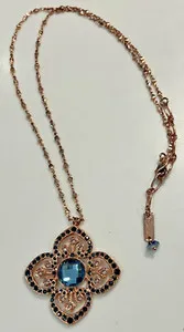 Authentic Mariana Pendant Necklace Ornate Medallion Rose Gold Plated Swarovski Crystals