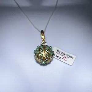 Authentic Mariana Green Crystal Mix Orb Ball Pendant New With Tags Yellow Gold Plated