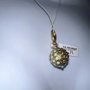 Authentic Mariana Green and Clear Crystal Mix Orb Ball Pendant New Tags Yellow Gold Plated