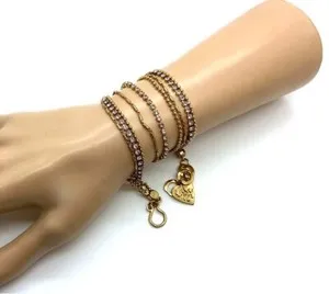 Authentic Mariana Bracelet Multi Tier Wrap Gold Plated & Violet Swarovski Crystals My T...