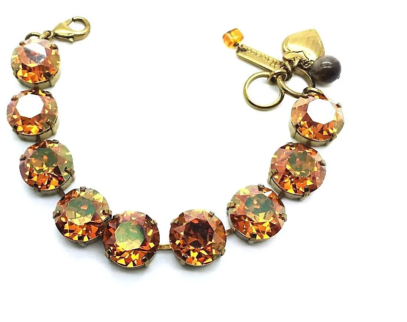 Authentic Bracelet By Mariana Woman Topaz Swarovski Crystals English Gold Plated