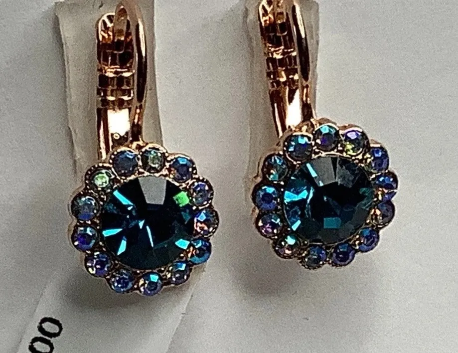Authentic Mariana Dancing In The Moonlight Caribbean Blue Rose gold Plated Earrings (38)