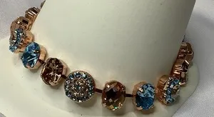 Authentic Mariana B2 Lariana Rose Gold Plated Crystal Bracelet Aqua And Gold Colored (12)