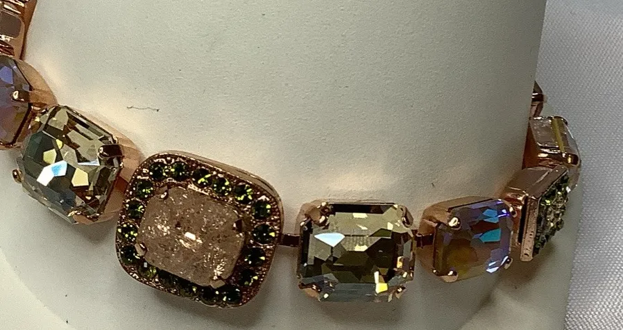 Authentic Mariana Rose Gold Plated With “Olive Garnish” Colored Crystals Bracelet (14)