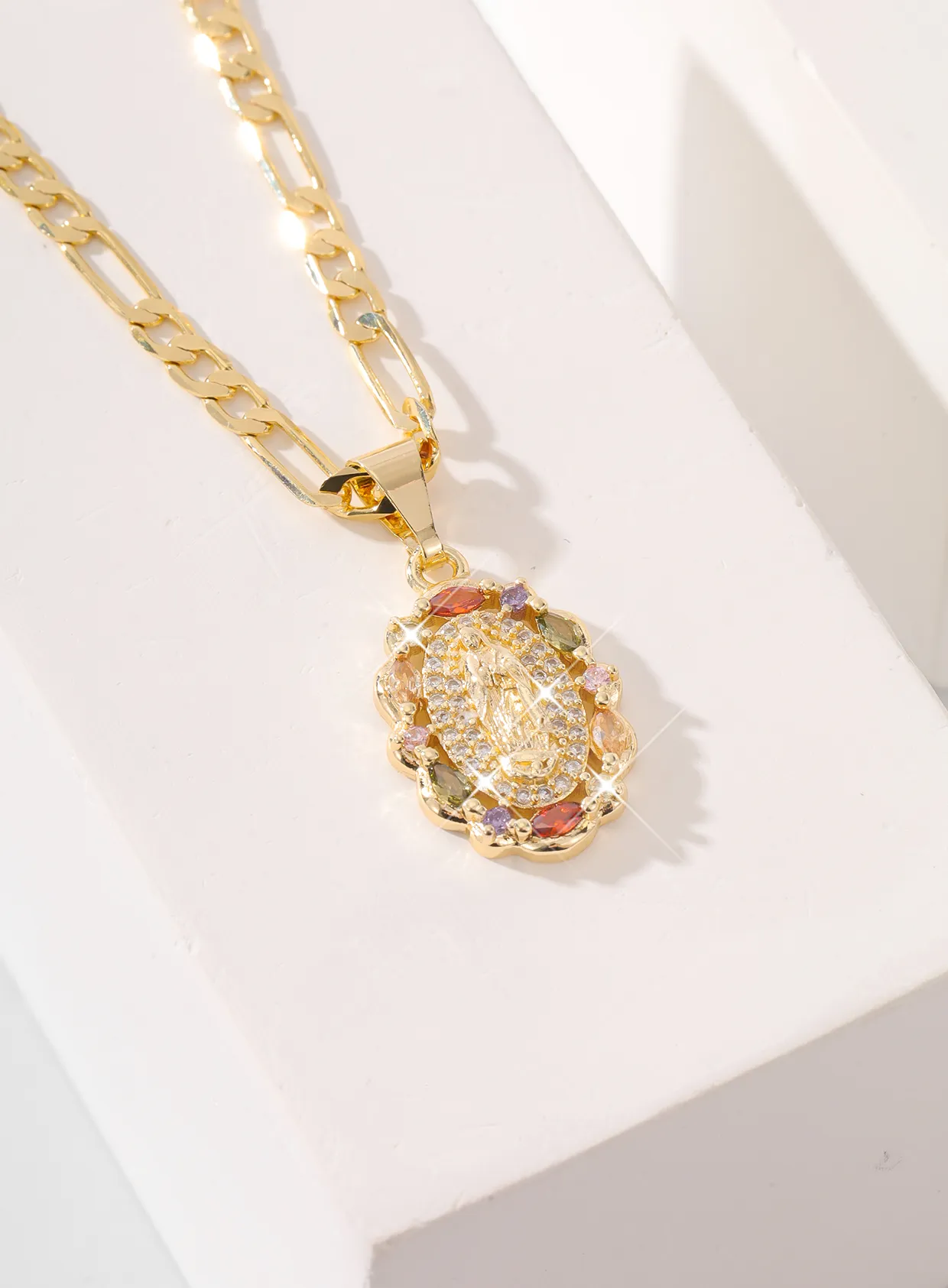 Authentic Celestial Embrace: Gold‑Plated Virgin Mary Pendant for Divine Protection