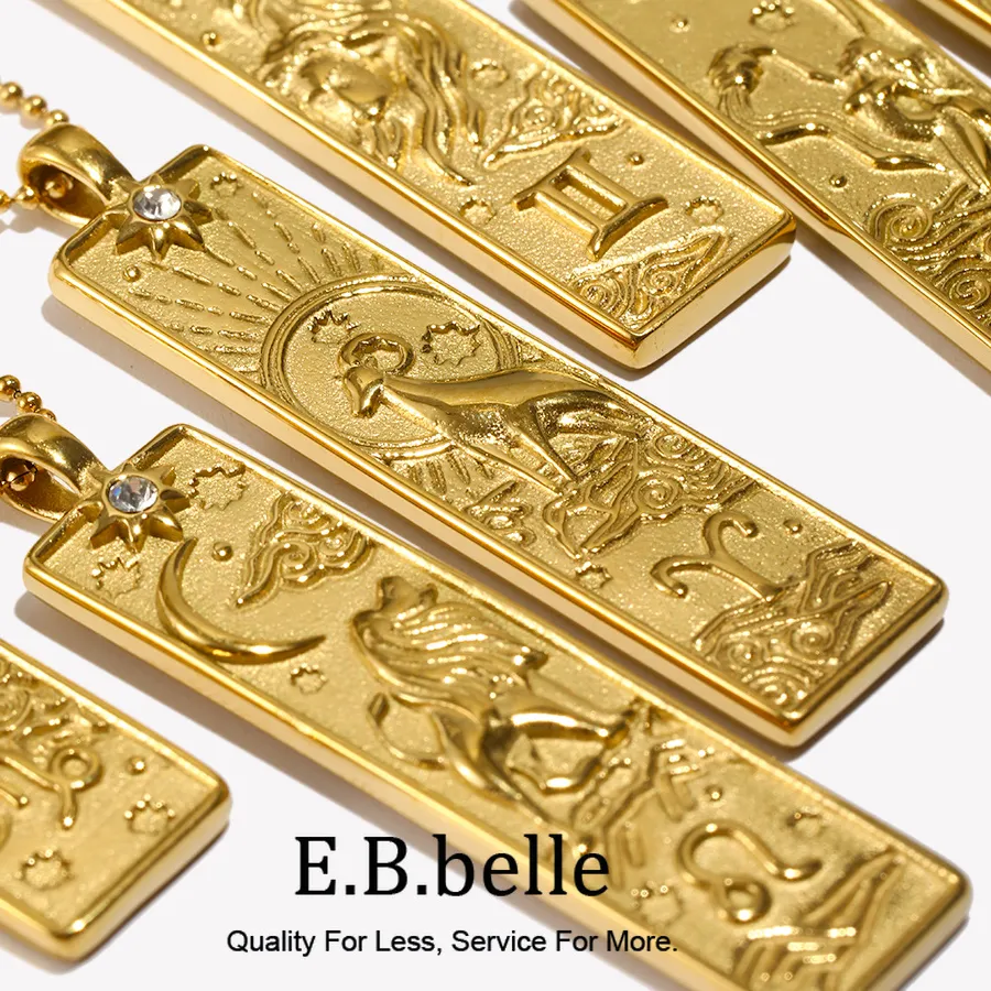 Authentic Celestial Guardian - 18k Gold Plated Rectangle Constellation Pendant