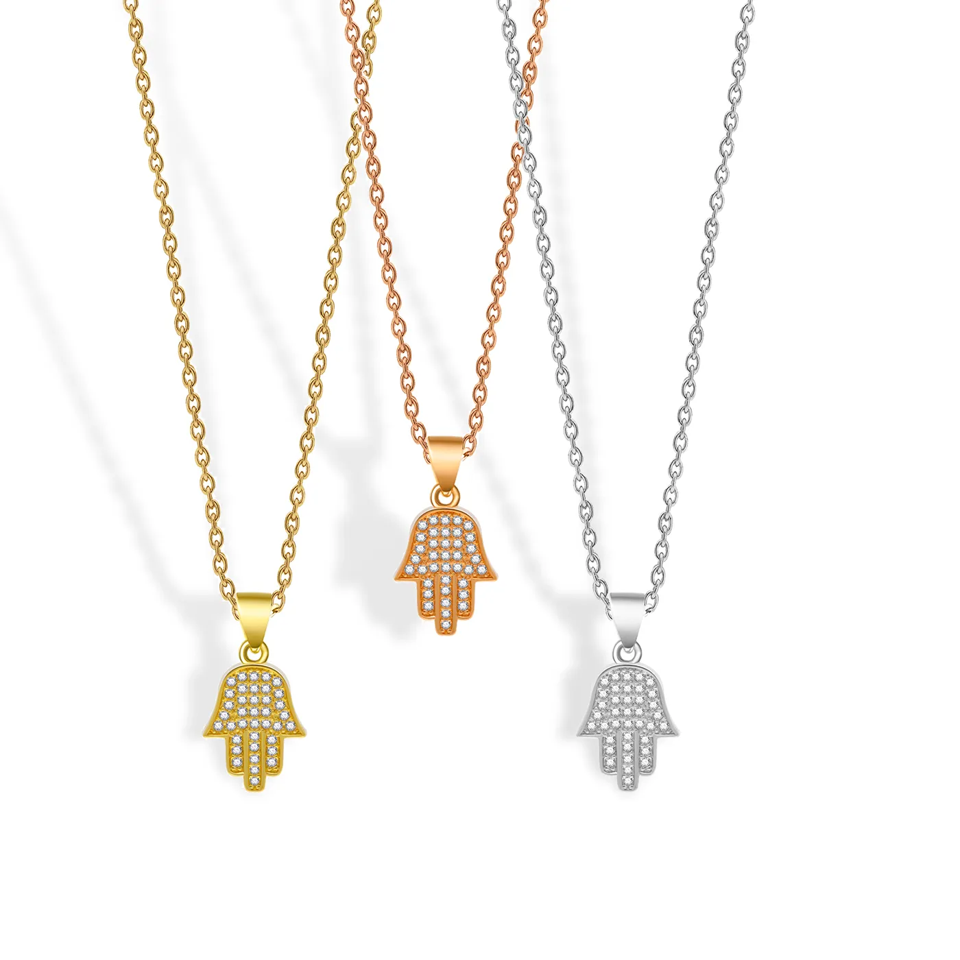 Authentic Celestial Hamsa: White CZ Crystal Guardian Pendant