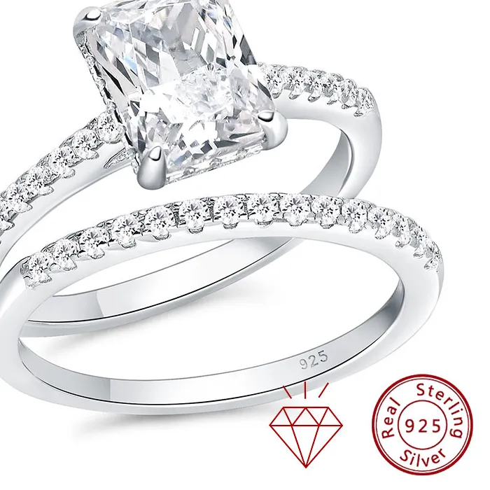 Authentic Celestial Moissanite Oval of Eternal Light – 925 Silver Bridal Set