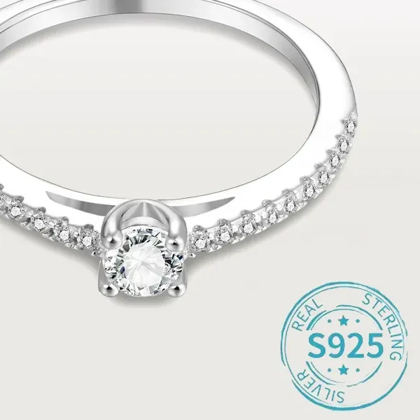 Authentic Celestial Luck: 0.3ct D‑VVS1 Moissanite Whisper Ring in Pure 925 Silver