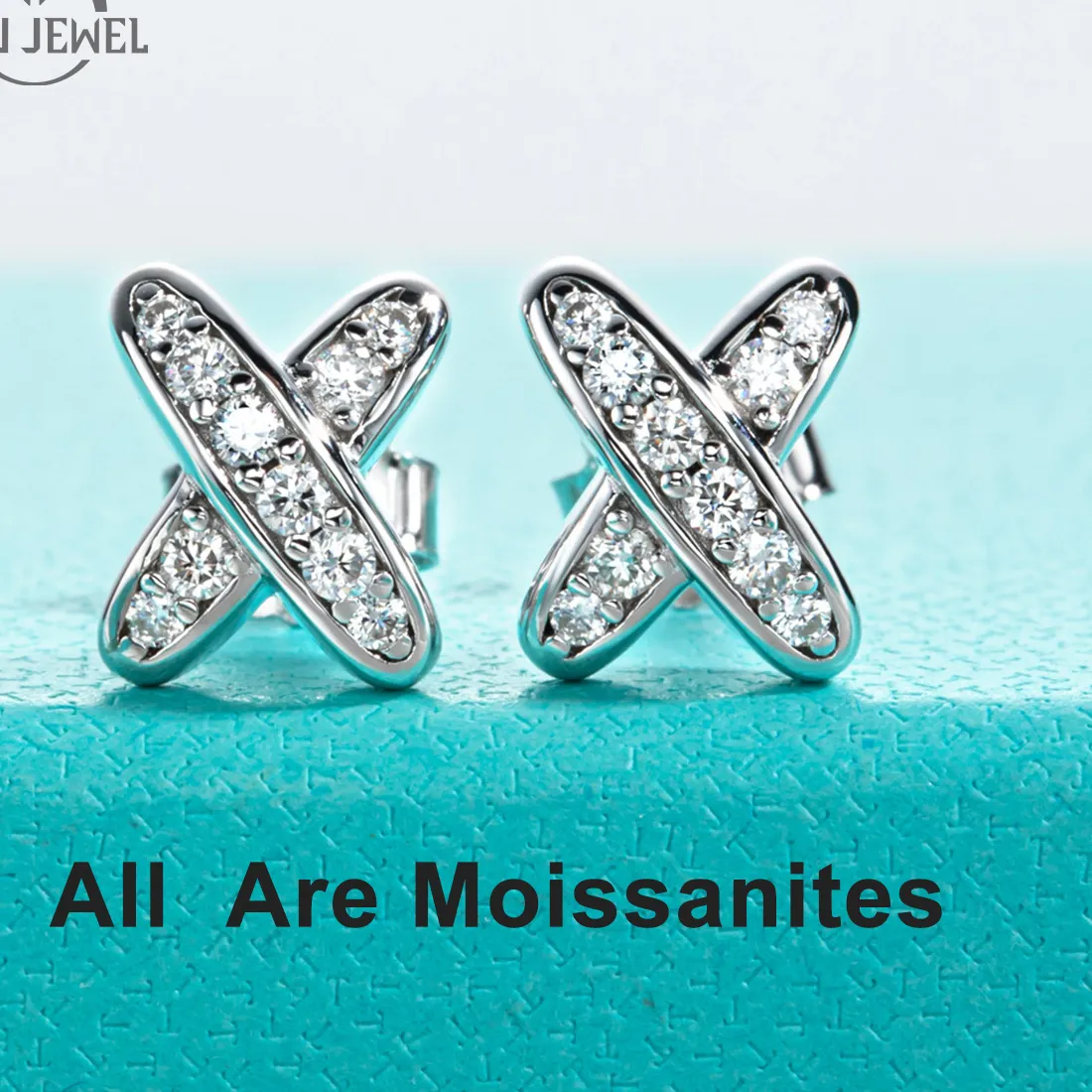 Authentic AnuJewel Moissanite Diamond Earrings 925 Sterling Silver D Color VVS1 Moissanite Classic Cross Stud Earrings For Woman Jewelry