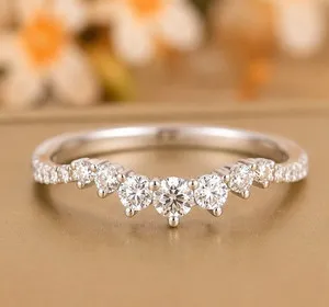 Authentic 0.05 CT Round Lab Grown Diamond Wedding Band RingG 14K White Gold Plated 925