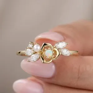 Authentic 1.20 Ct Round Filigree Band Flower Shape Wedding Ring 14K Yellow Gold Plated