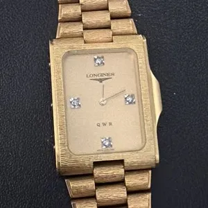 Authentic Longines Gold Plated Vintage Dress Watch with diamonds on dial