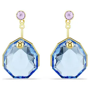 Authentic Swarovski Gema earrings Blue, gold-plated hue