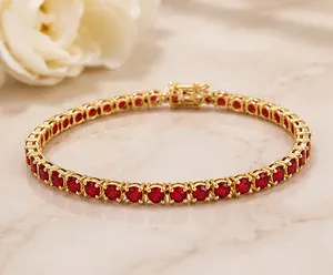 Authentic Crimson Heart's Embrace: The Ruby Radiance Tennis Bracelet