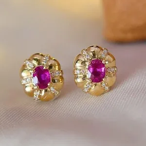 Authentic Ethereal Heart-Alignment Pink Sapphire Studs - Radiant Aura Illumination Amulets