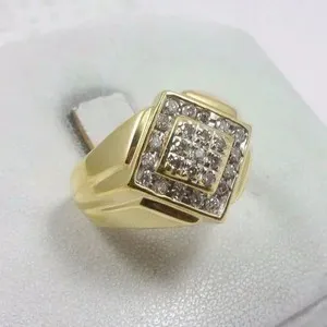 Authentic 2Ct Round Cut Real Moissanite Wedding Men's Band Ring 14k Yellow Gold Plated