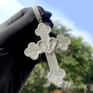 Authentic Cross Pendant 3Ct Round Cut Lab Created Diamond 14K White Gold Plated Silver