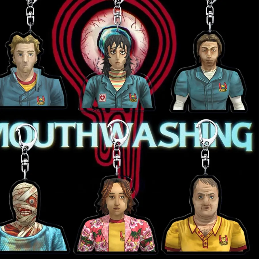 Authentic Hot Horror Game Mouthwashing Keychains for Accessories Bag Jimmy Curly Anya Daisuke Sallyface Swansea Keyring Jewelry Fans Gifts