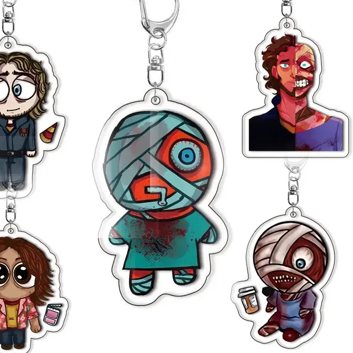 Authentic New Game Terror Chibis Keychain Mouthwashing Jimmy Curly Anya Sallyface Key Chain Bag Keyrings Jewelry Gamer Fan Gift Accessorie