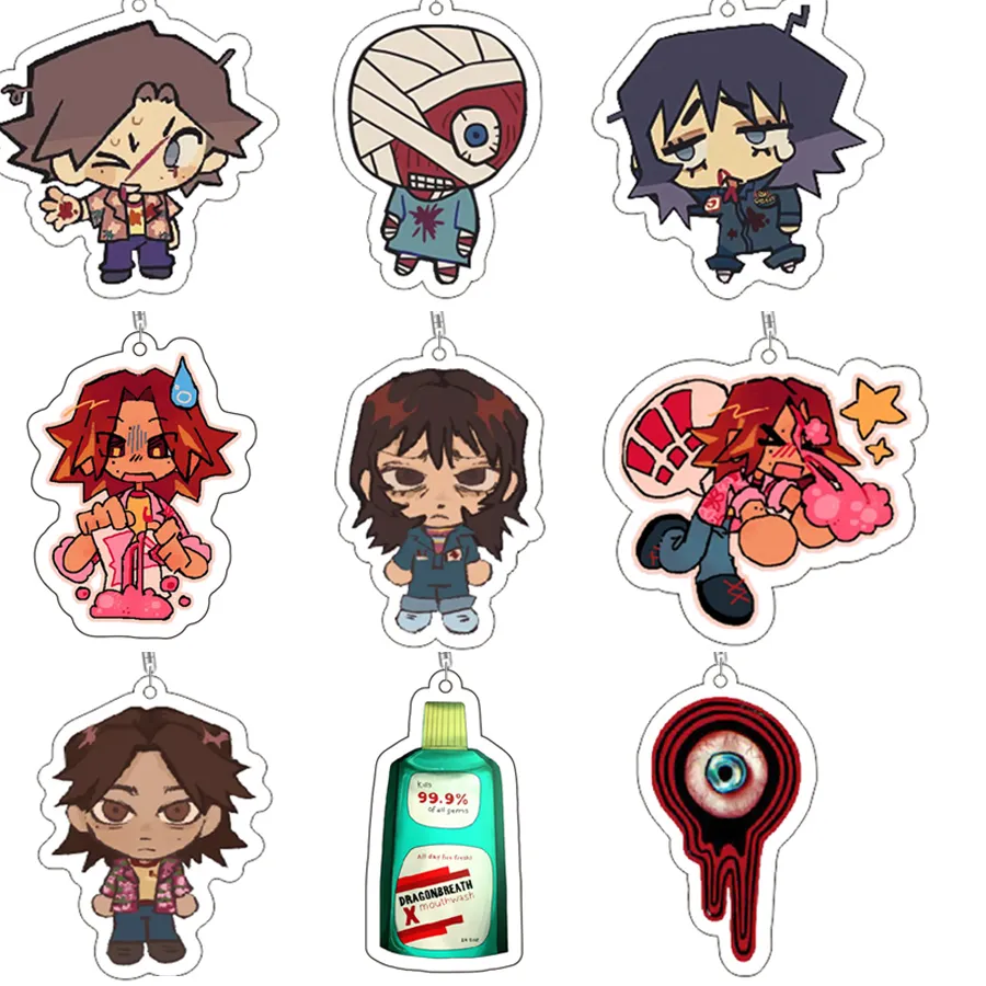 Authentic Horror Game Chibis Keychain Mouthwashing Jimmy Curly Anya Sallyface Key Chain Bag Keyrings Jewelry Gamer Fans Gifts Accessorie