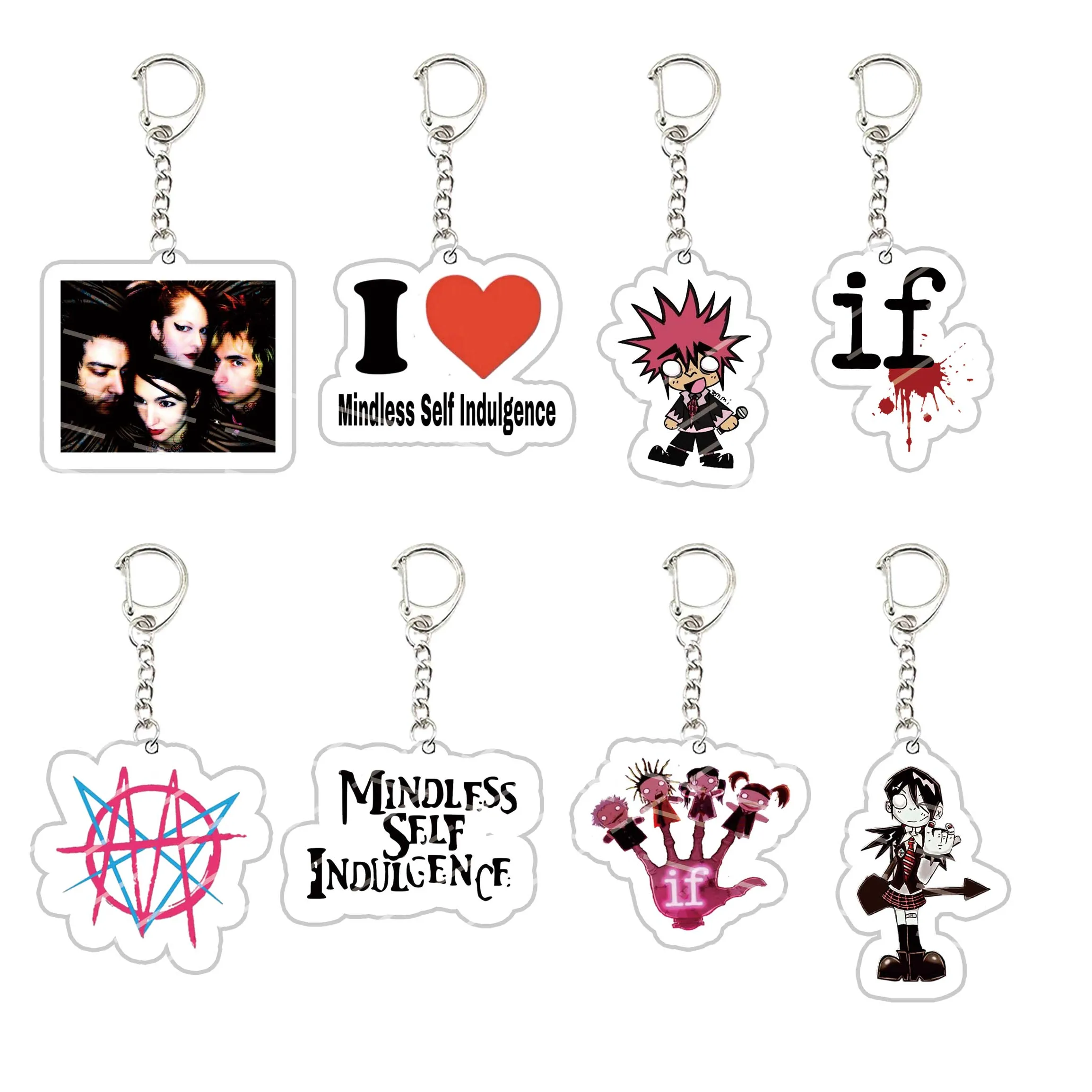 Authentic Pop Band Mindless Self Indulgence Acrylic KeyChain Key Ring  MSL Lyn Z Jimmy Pendant Keyring for Accessories Bag Fans Gifts