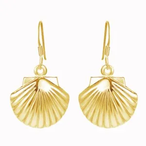 Authentic Celestial Tide Shell Dangle Earrings in Radiant Gold
