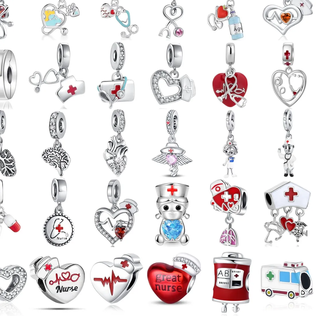 Authentic Autumn 925 Sterling Silver Doctor Nurse Stethoscope First Aid Kit Bead Pendant Suitable For Original Diy Bracelet