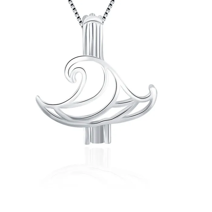 Authentic CLUCI 3pcs Sea Wave Shaped Women Silver 925 Jewelry Pendant for Necklace 925 Sterling Silver Pearl Pendant Locket SC021SB