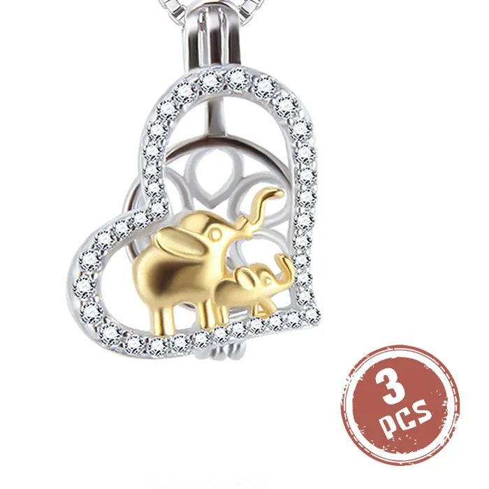 Authentic Cluci 3Pcs Silver 925 Charms Pendant Jewelry 925 Sterling Silver Heart Zircon Elephant Pearl Pendant Locket Sc360Sb