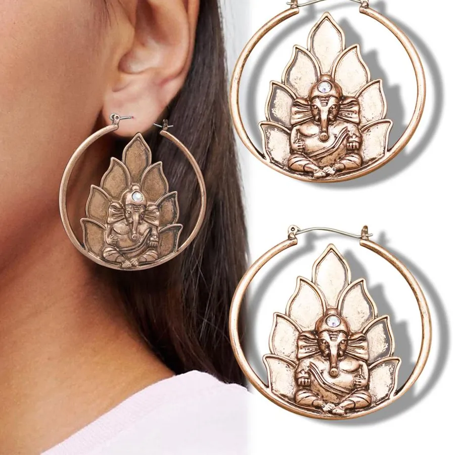 Authentic The Ganesha Lotus Gate: Sacred OM Talisman Hoops