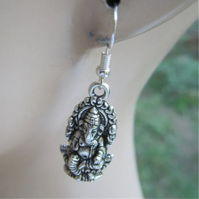 Authentic Antique Silver Color Ganesh Earrings, Hinduism Earrings, Hindu Earrings, Yoga Earrings, Ganesha Jewelry, Earrings