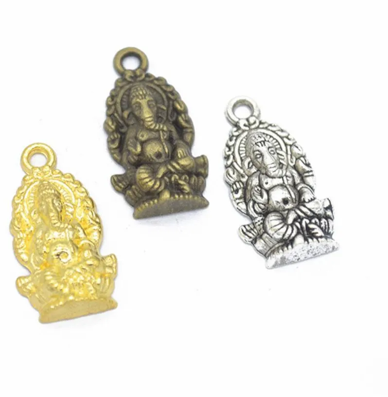 Authentic 40pcs Indian Animal Buddhist Hinduism Vintage Meditation Elephant Ganesha Pendant Amulet Lucky Tribal Jewelry 47*14mm F0331