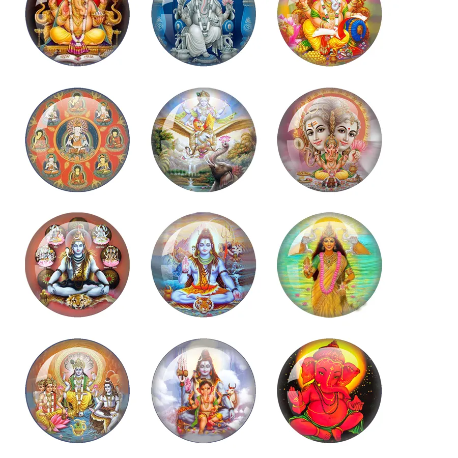 Authentic Elephant God Ganesha Glass Cabochon 12mm-40mm Diy Indian Jewelery Handmade Making Findings Jewelry Findings