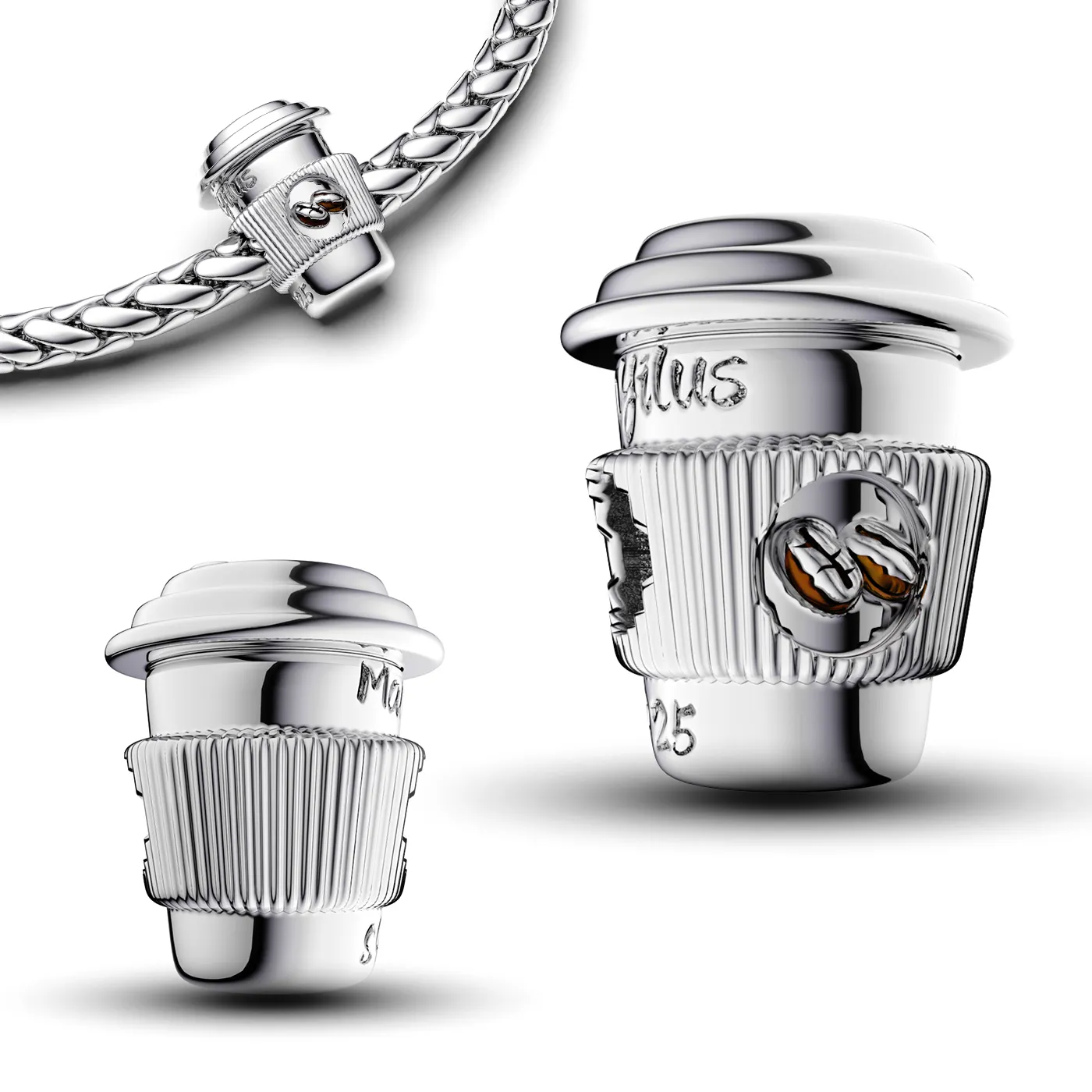 Authentic Awakening Brew Charm – 925 Silver & Gold Two‑Tone Coffee Cup Talisman