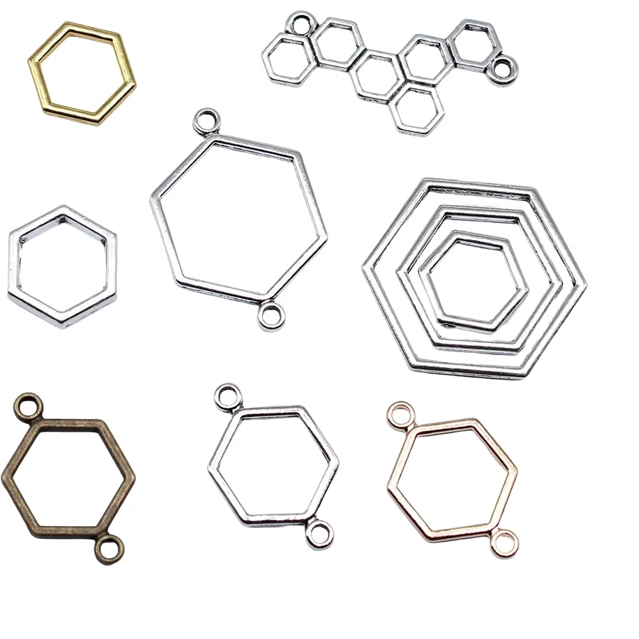 Authentic Enchanted Hexagonal Honeycomb Charms – 40 Bee‑Inspired Pendants for Sacred DIY Creations