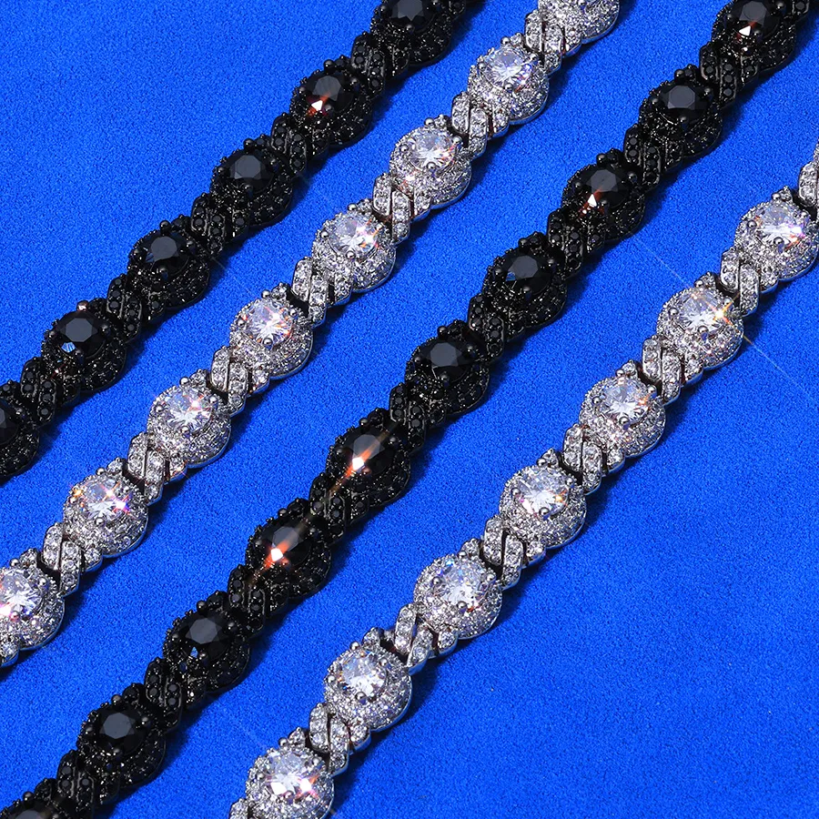 Authentic ESKEEM 7.5mm Full Iced Out Black Diamond Chain Necklace Hip Hop Jewelry Black Plating with Black CZ Women Choker