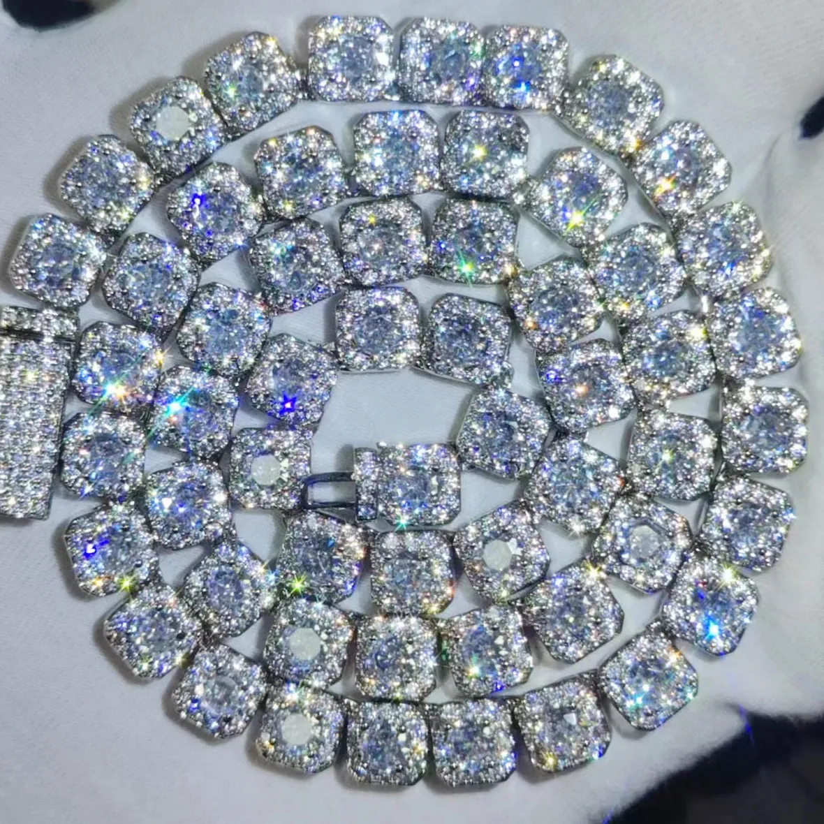 Authentic Radiant Luminary Cubed Tennis Chain and Bracelet Set