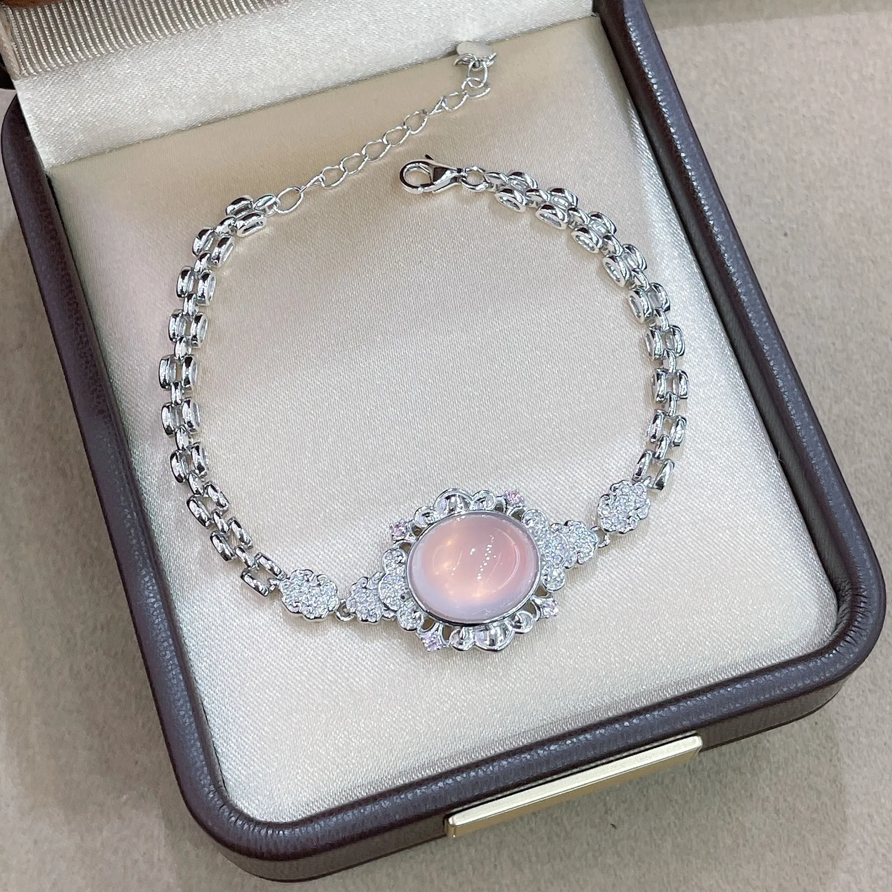Authentic Star Rose Quartz Jewelry Set 18K Gold Plated, S925 Silver Necklace Ring Bracelet Suite