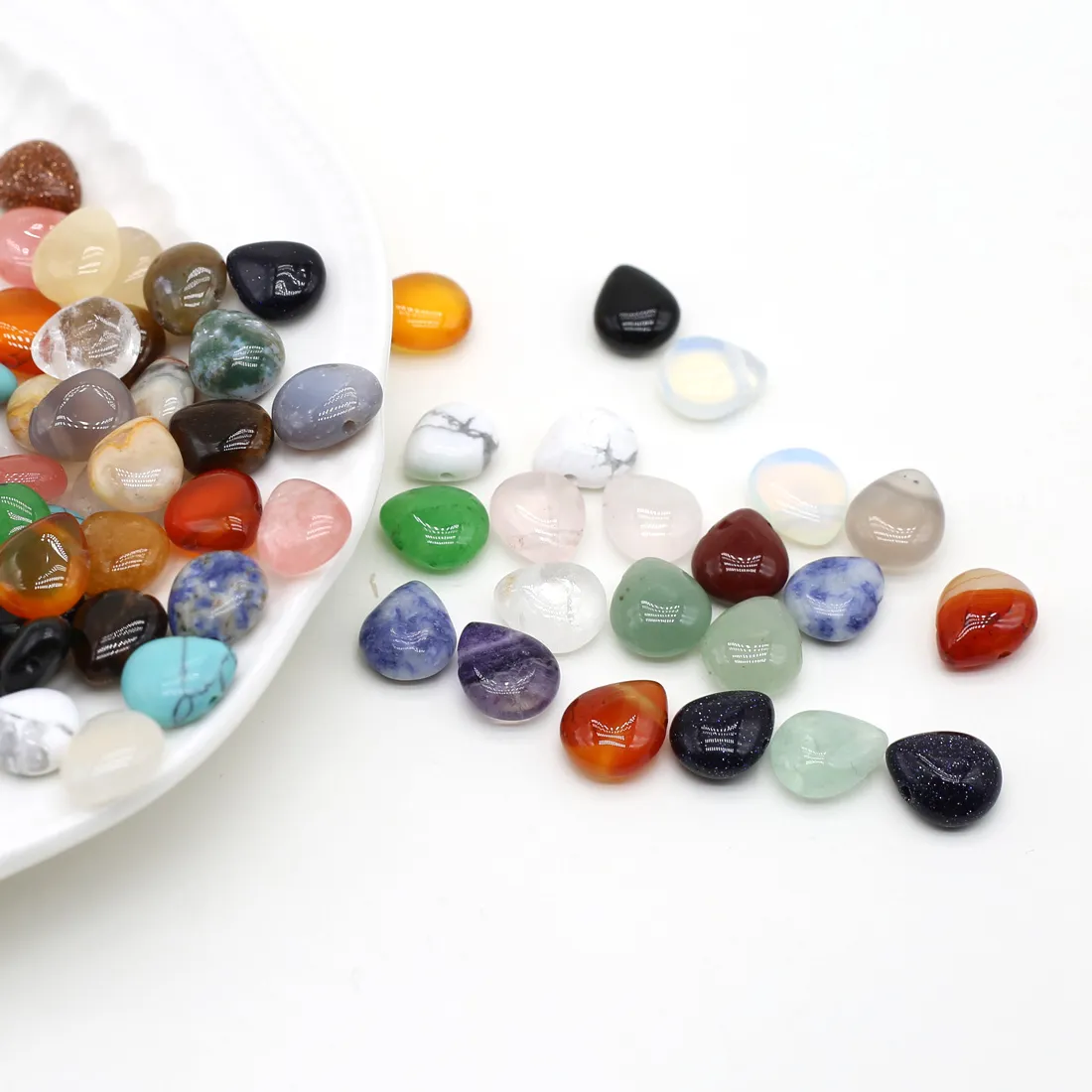 Authentic Mystic Water‑Drop Trio: Amazonite, Agate & Unakite Healing Beads (5‑Piece Set)
