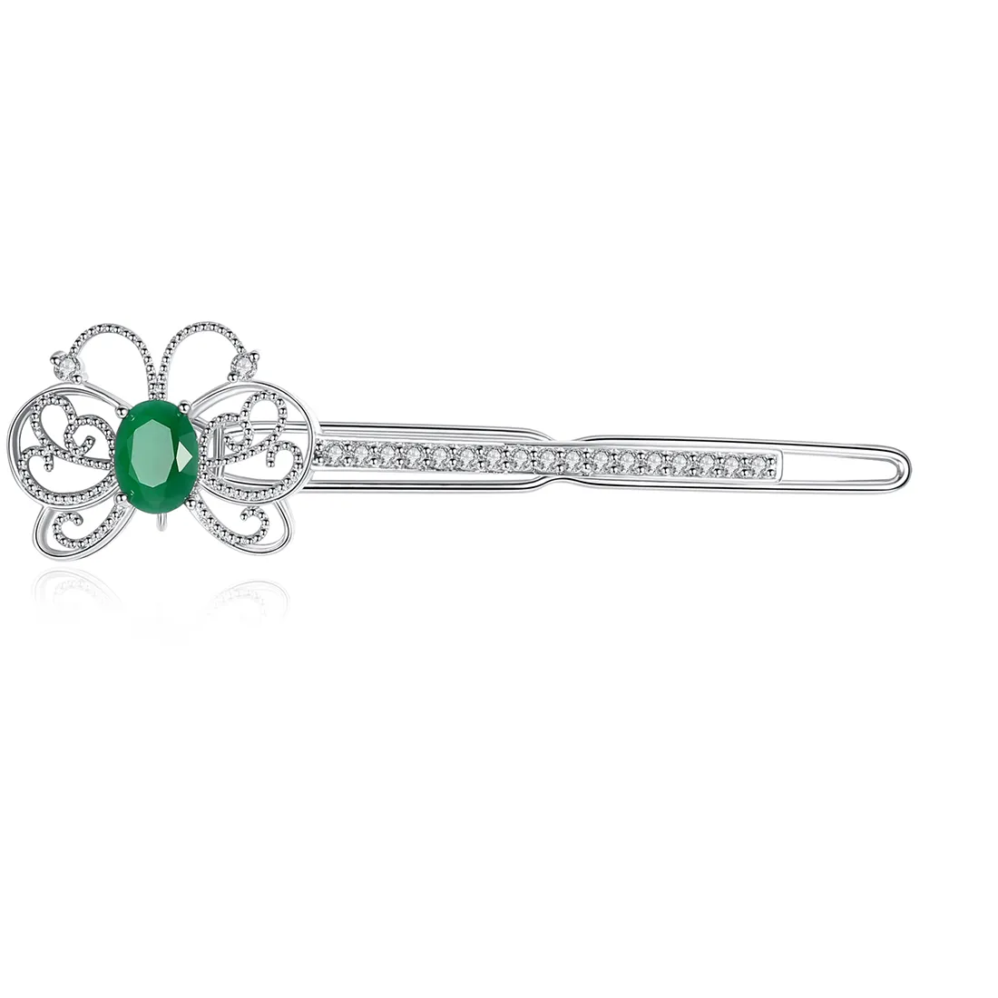 Authentic LUOTEEMI Vintage Butterfly Green Chrysoprase Jade Hairpins Women Exquisite Green Stone Hair Clips Luxury Girl Hair Jewelry Gifts