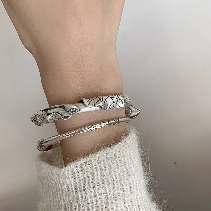Authentic Hot Sell Trendy Lotus Flower 925 Sterling Silver Female Bangle Promotion Jewelry For Women Birthday Gifts Never Fade 2027