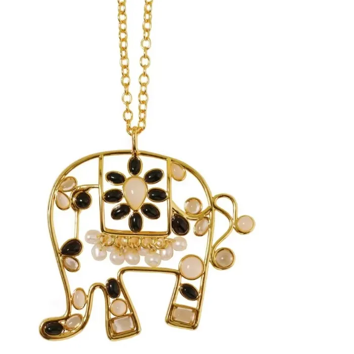 Authentic Europe Colorful Gemstones Glass Pearl Top Quality Elephant Necklace Women Luxury Jewelry Trend
